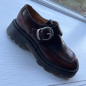 FRYE NWT Platform Loafers- distressed brown